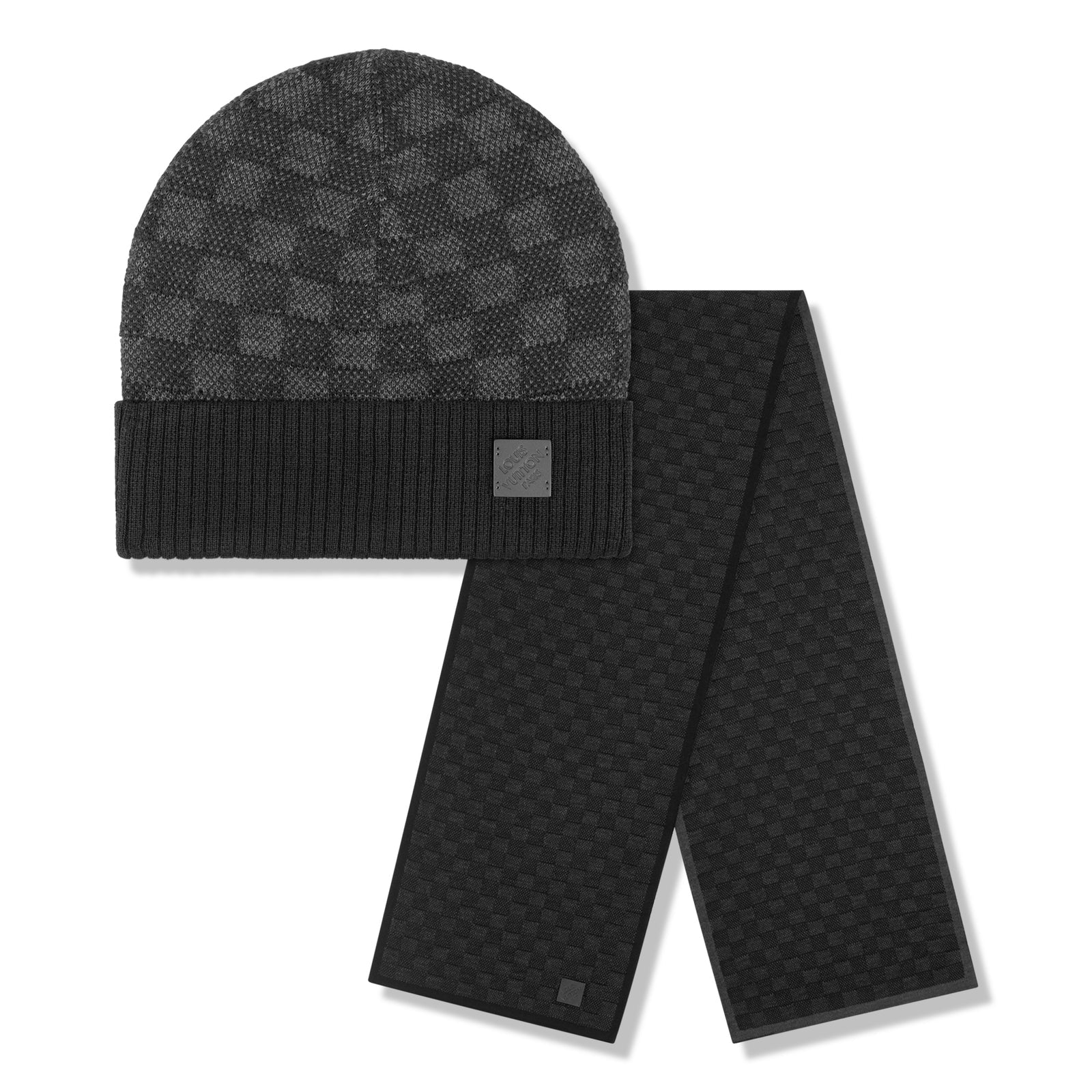 LV Scarf and Hat Combo - Dark Grey